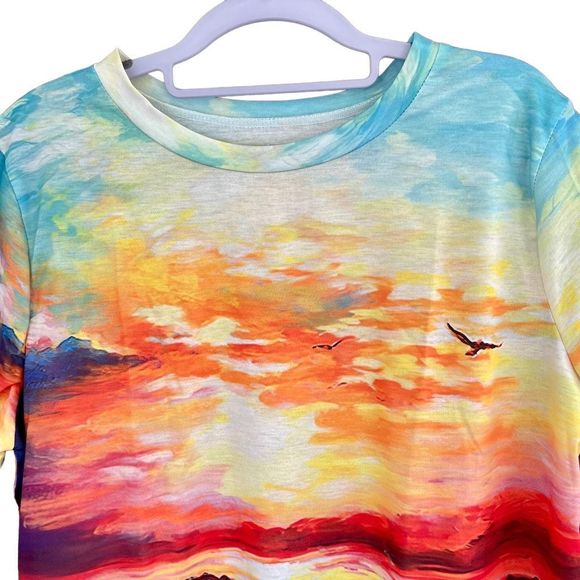 New Women's Sunshine Print Short Sleeve Crew Neck Pullover T-Shirt Size XXL - Picture 2 of 10